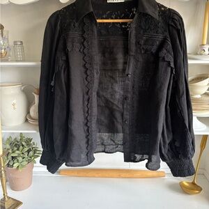 Alice + Olivia Black Lace Top